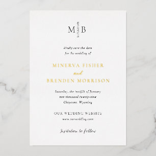 Modern Elegant Wedding Save the Date Foil Invitation