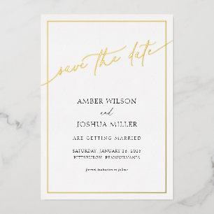 Modern Elegant Wedding Save the Date Foil Invitation
