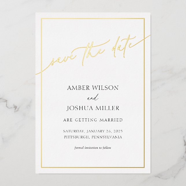 Modern Elegant Wedding Save the Date Foil Invitation (Front)
