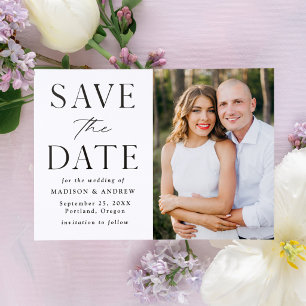 Modern Elegant Wedding Save the Date Letterpress Photo Cards