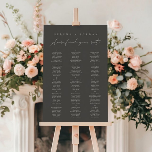 Modern Elegant Wedding Seating Chart 15 Table Foam Board (Modern Elegant Wedding Seating Chart 15 Table Foam Board)
