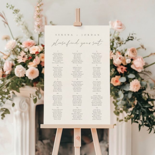 Modern Elegant Wedding Seating Chart 15 Table Foam Board (Modern Elegant Wedding Seating Chart 15 Table Foam Board)