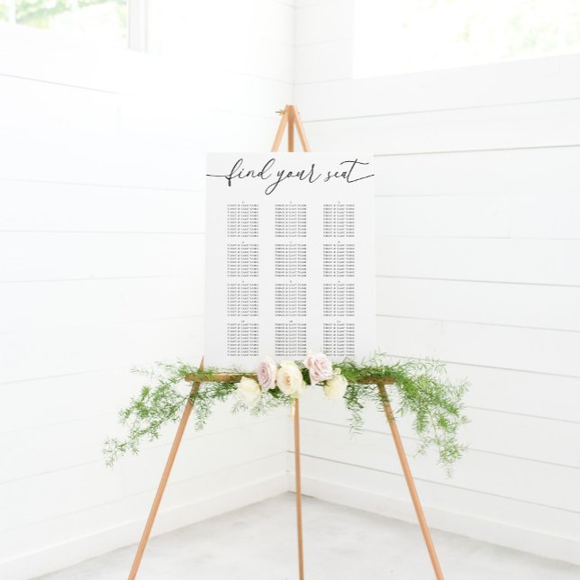 Modern Elegant Wedding Seating Chart for 12 Tables Foam Board (Creator Uploaded)