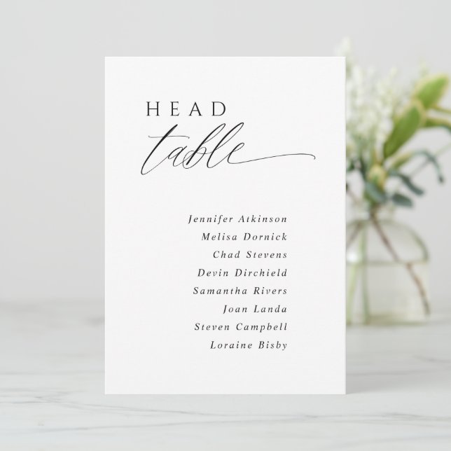 Modern Elegant Wedding Seating Chart Head Table Invitation (Standing Front)