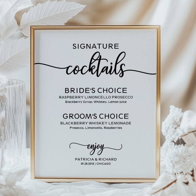 Modern Elegant Wedding Signature Drinks Sign (Creator Uploaded)