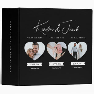 Modern Elegant Wedding Story Photo Album Black 3 Ring Binder