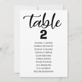 Modern Elegant Wedding Table Numbers Seating Chart