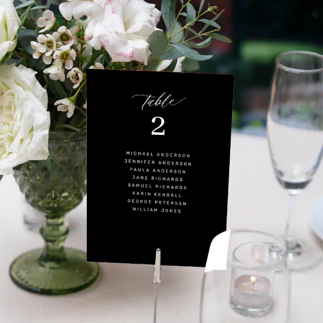 Modern elegant wedding table seating chart card | Zazzle