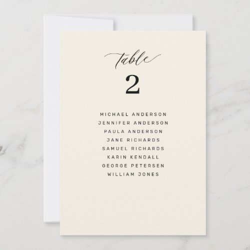 Modern elegant wedding table seating chart card