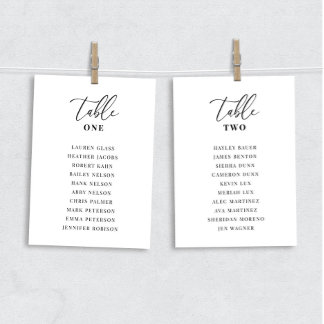 Modern Elegant Wedding Table Seating Chart Cards
