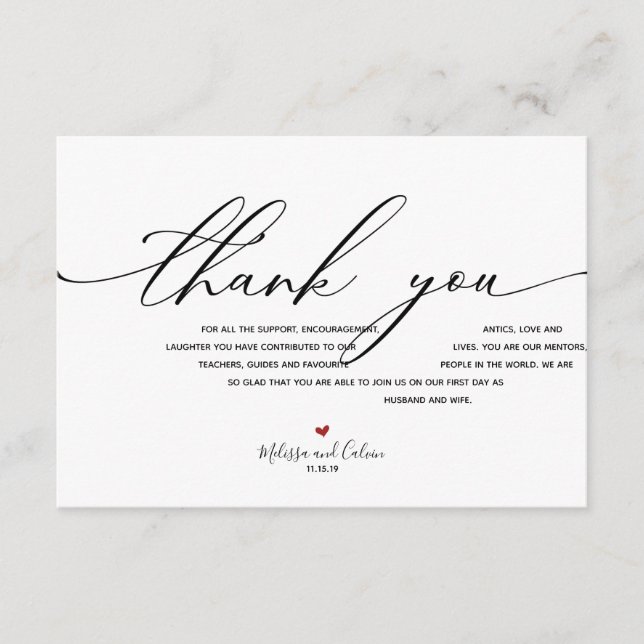 Modern Elegant Wedding Thank You Card (Front)