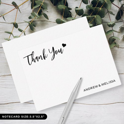 Modern Elegant Wedding Thank You Newlyweds Couple Note Card