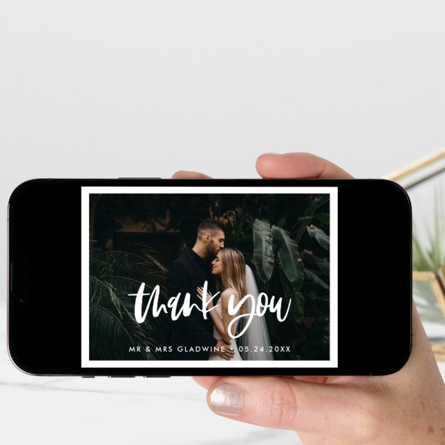 Modern elegant wedding Thank you photo card (Front Digital)
