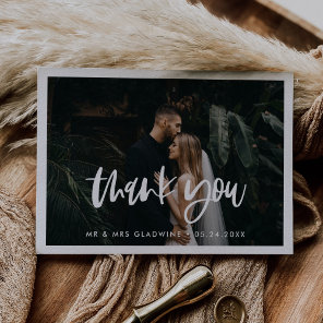 Modern elegant wedding Thank you photo card