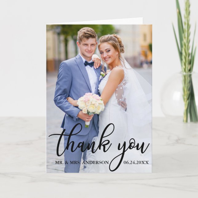 Modern Elegant Wedding Thank You Photo Fold (Front)
