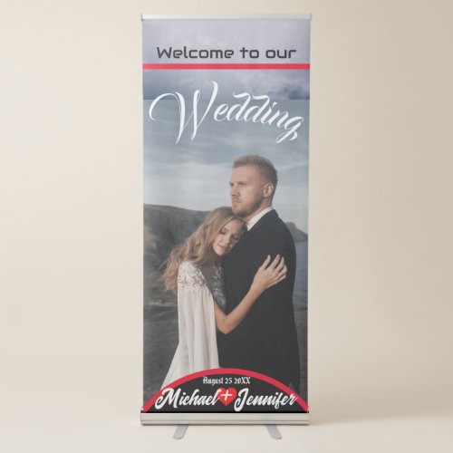 Modern Elegant Wedding Welcome Custom Photo Retractable Banner