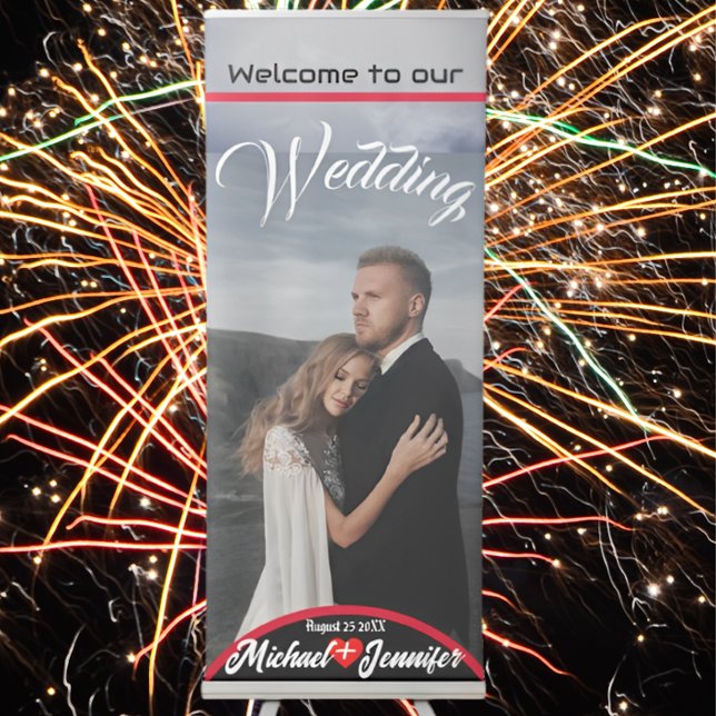 Modern Elegant Wedding Welcome Custom Photo Retractable Banner (Creator Uploaded)