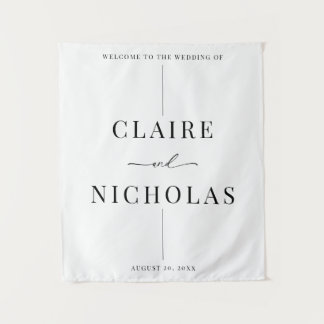 Modern Elegant Wedding Welcome Sign Tapestry