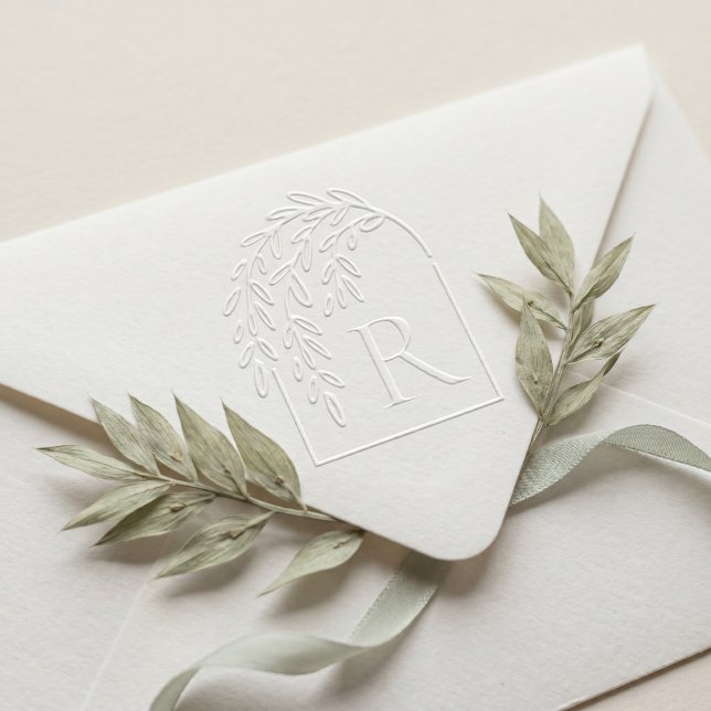 Modern Elegant Weeping Willow Tree Custom Monogram Embosser (Modern Elegant Weeping Willow Tree Custom Monogram Embosser)