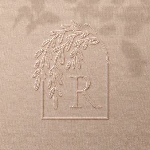 Modern Elegant Weeping Willow Tree Custom Monogram Embosser