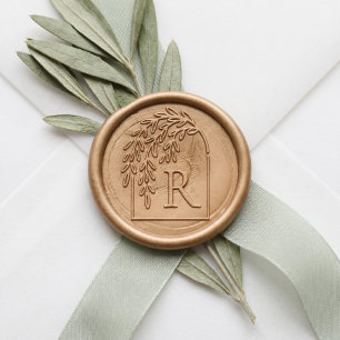 Modern Elegant Weeping Willow Tree Custom Monogram Wax Seal Sticker