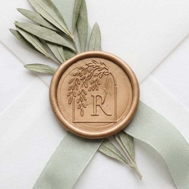 Modern Elegant Weeping Willow Tree Custom Monogram Wax Seal Sticker (Modern Elegant Weeping Willow Tree Custom Monogram Wax Seal Sticker)