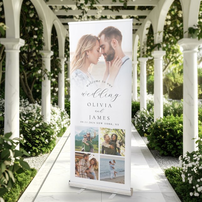 Modern Elegant Welcome Photo Wedding Retractable Banner (Creator Uploaded)
