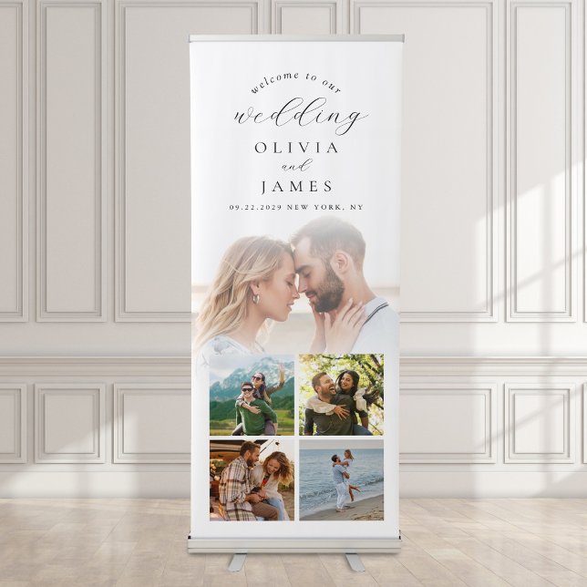 Modern Elegant Welcome Photo Wedding Retractable Banner (Creator Uploaded)