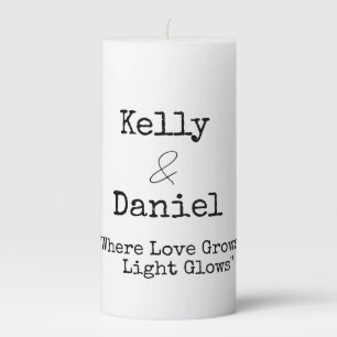 Modern Elegant Where Love Grows, Light Glows Pillar Candle