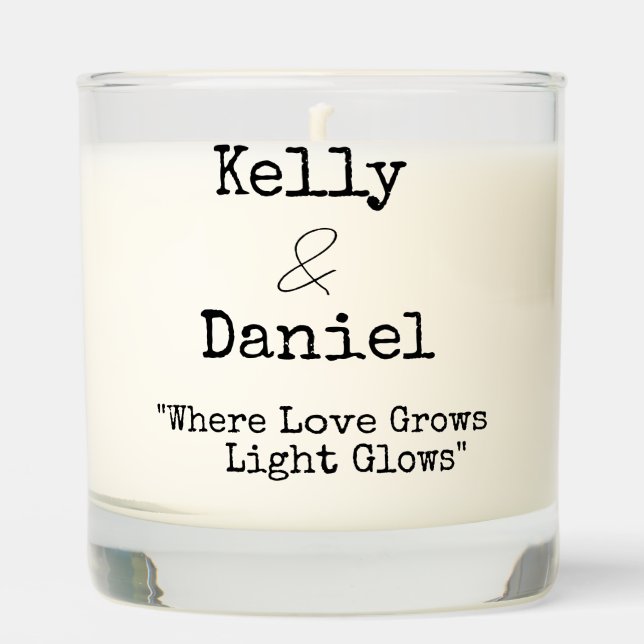 Modern Elegant Where Love Grows, Light Glows  Scented Candle (Front)
