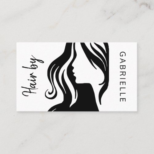 Modern elegant white and black and hair stylist business card