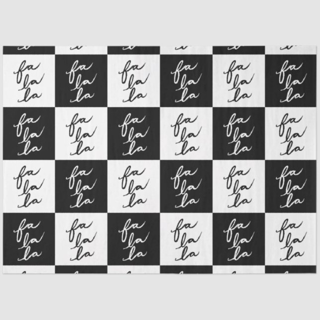 Modern Elegant White and Black Fa La La Christmas Tissue Paper (Front)