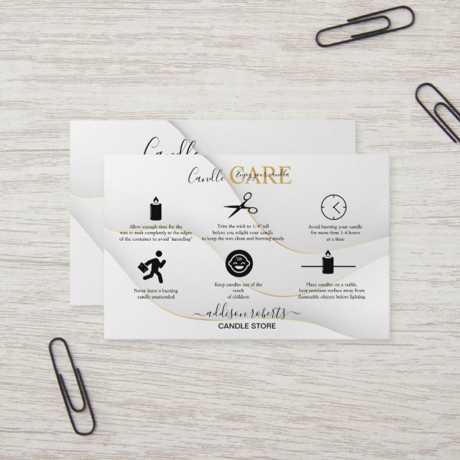 Modern Elegant White and Gold Business Card (Front/Back In Situ)