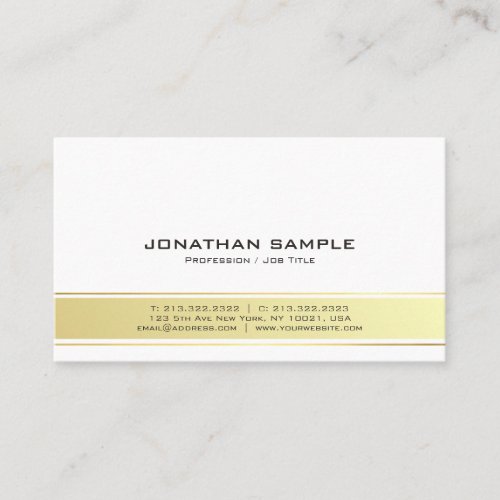 Modern Elegant White and Gold Professional Matte Business Card