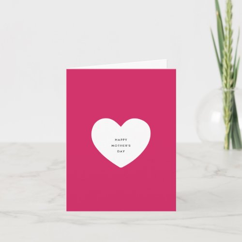 Modern Elegant White and Red Heart Mothers Day Card