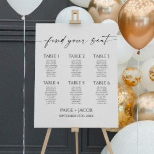 Modern Elegant White Black Wedding Seating Chart Foam Board