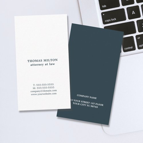 Modern Elegant White Blue Attorney Business Card