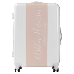 modern elegant white blush pink typography name luggage