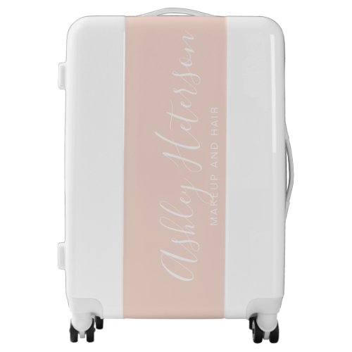 modern elegant white blush pink typography name luggage