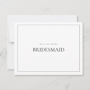 Modern & Elegant White Bridesmaid Proposal Card
