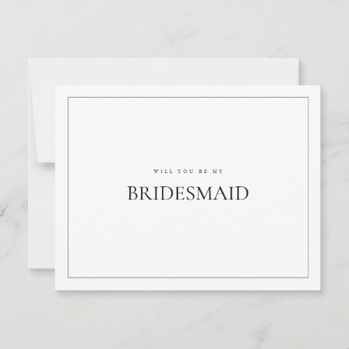 Modern  Elegant White Bridesmaid Proposal Card