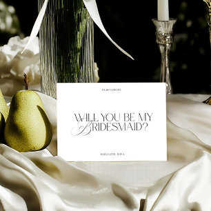 Modern Elegant White Bridesmaid Proposal Card