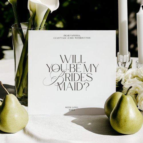 Modern Elegant White Bridesmaid Proposal Card