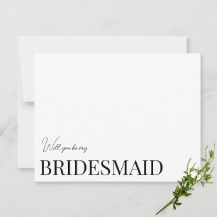 Modern & Elegant White bridesmaid proposal Card