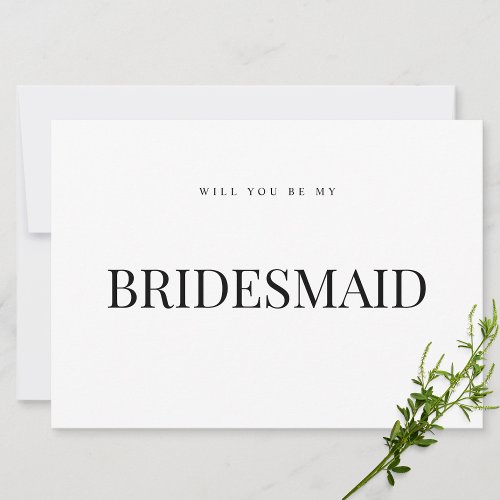 Modern  Elegant White Bridesmaid Proposal Card