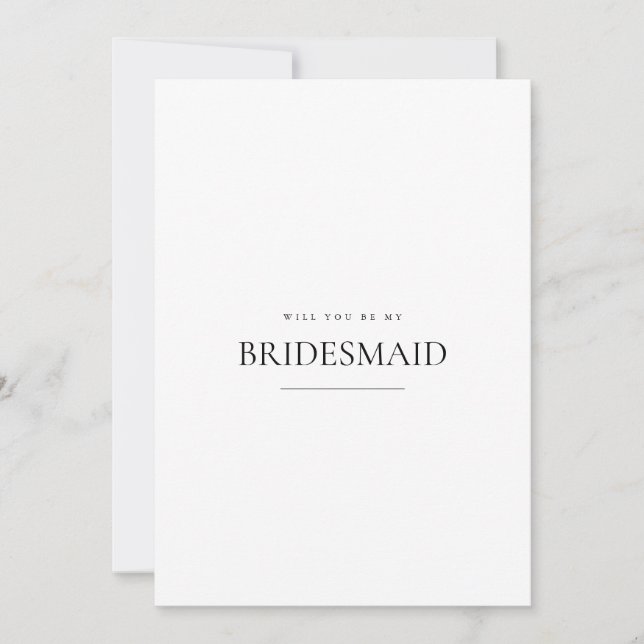 Modern & Elegant White Bridesmaid Proposal Card (Front)