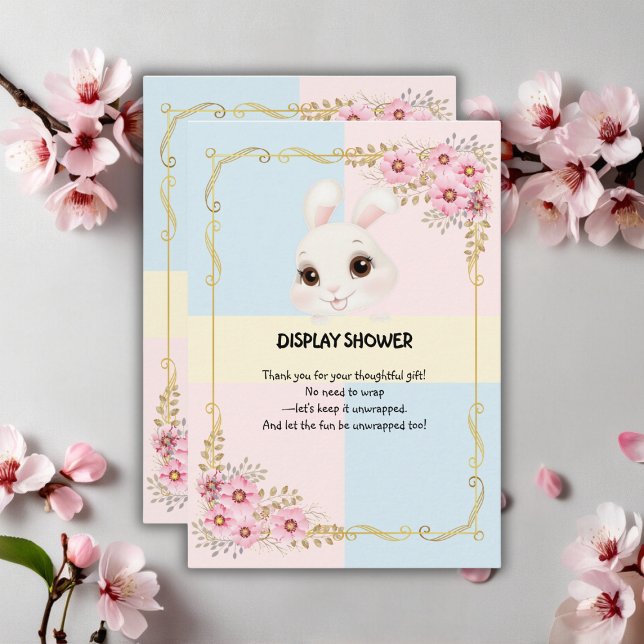 Modern Elegant White Bunny Baby Shower Enclosure Card (Creator Uploaded)
