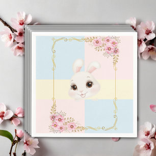 Modern Elegant White Bunny Baby Shower Napkins