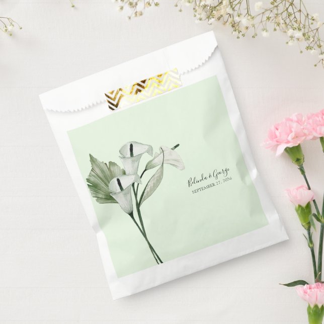Modern Elegant White Calla Lilies Wedding Favor Bag (Sealed)