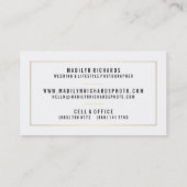 Modern elegant white chic gold lines photography business card (Back)